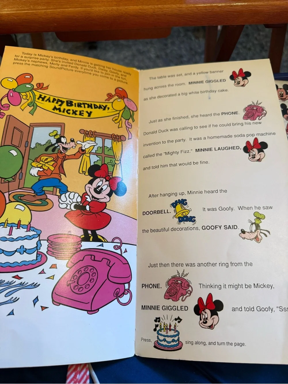 Vintage Children’s Hardcover Disney Mickey Birthday Sound Storybook